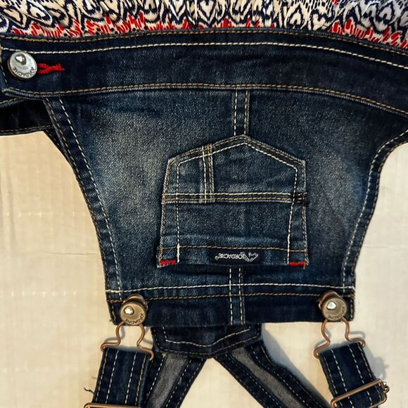 Jordache Girls 4T Blue Denim Overall Dress Knee Length Heart Pattern - Picture 7 of 7